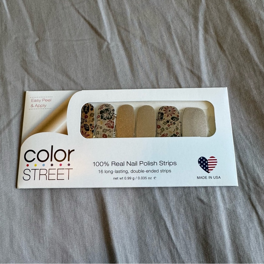 *Retired, HTF* Color Street: Petal Pusher | Gold Floral Metallic Blue Red Fall - Picture 3 of 9